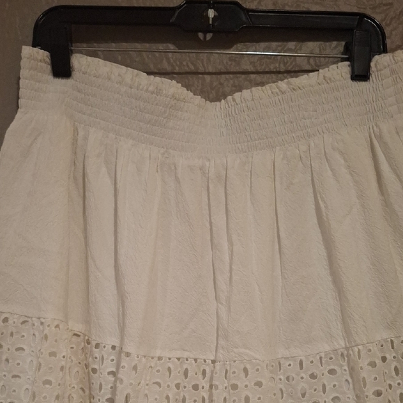 Nine West White Tiered A-Line Midi Skirt - Picture 2 of 6